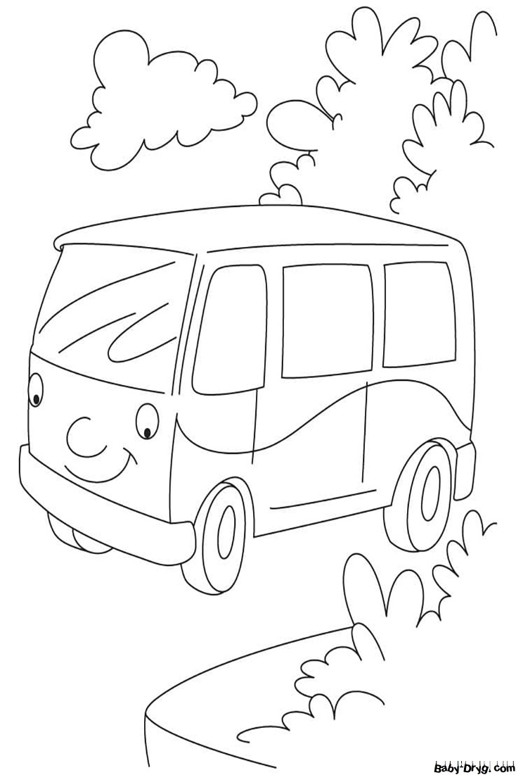 Happy Van Coloring Page | Coloring Van