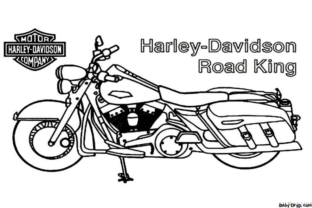 Harley Davidson Road King Coloring Page | Coloring Harley Davidson