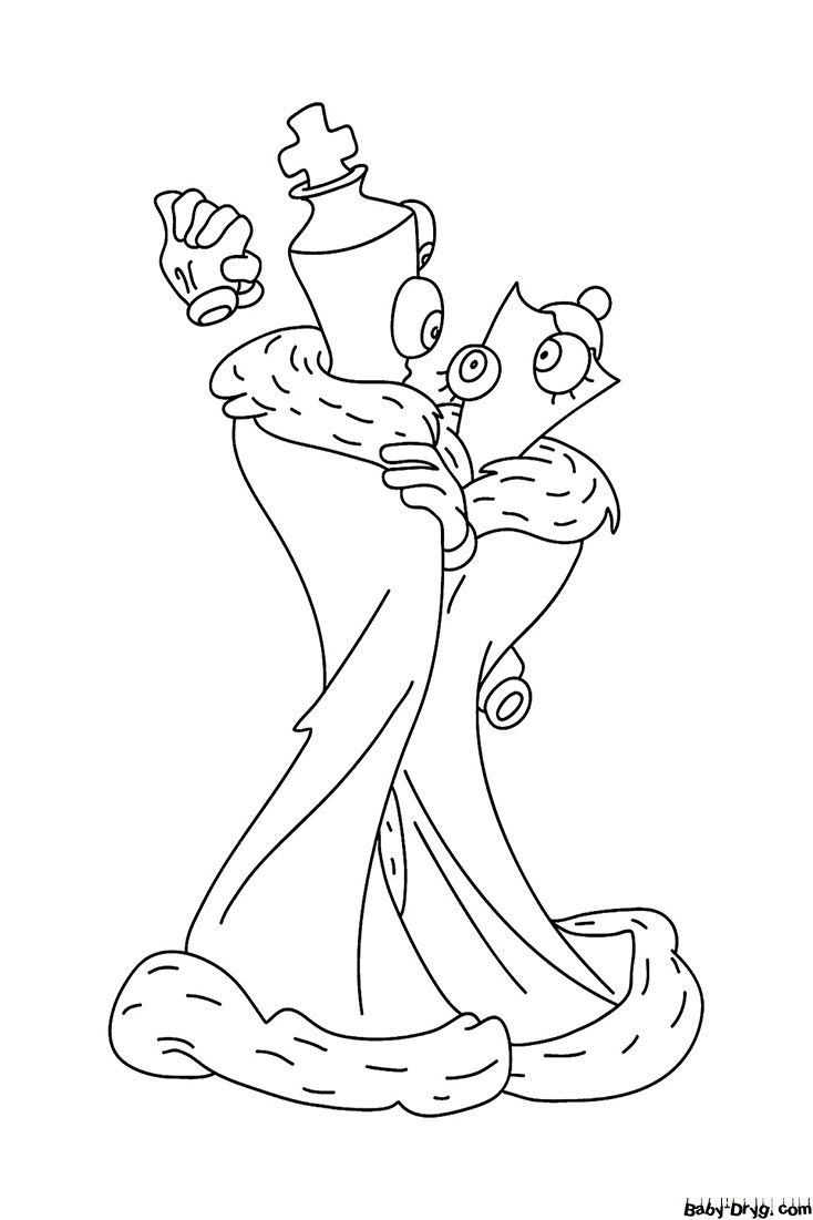 Kinger and Quiner are dancing Coloring Page | Coloring The Amazing Digital Circus