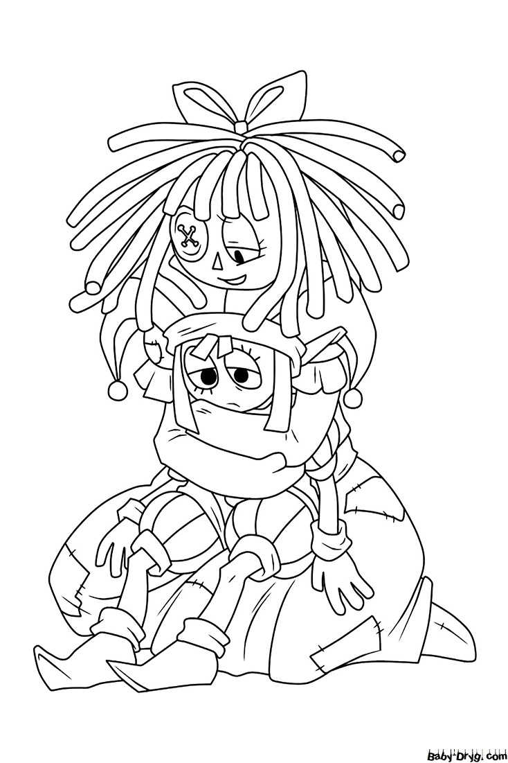 Raghata hugs Remember Coloring Page | Coloring The Amazing Digital Circus