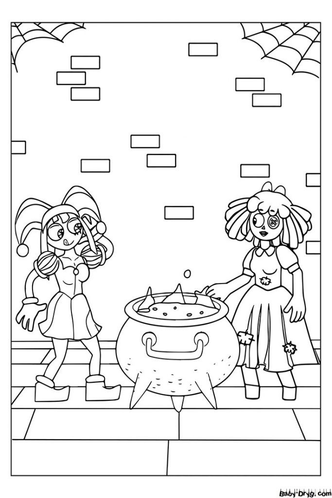 Remember and Ragat by the boiler Coloring Page | Coloring The Amazing Digital Circus