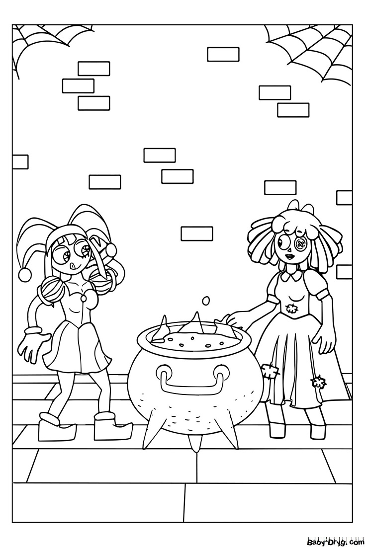 Remember and Ragat by the boiler Coloring Page | Coloring The Amazing Digital Circus