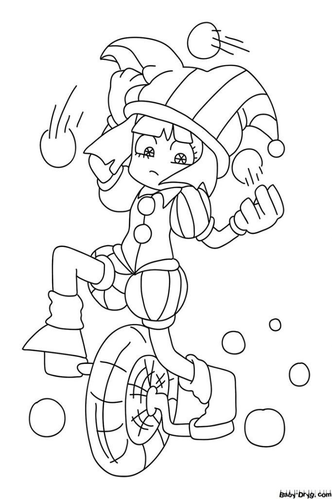 Remember juggling on a monowheel Coloring Page | Coloring The Amazing Digital Circus