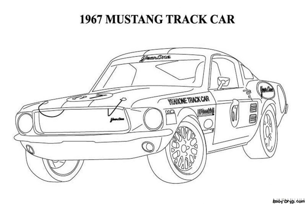 1967 Mustang Track Car Coloring Page | Coloring Mustang