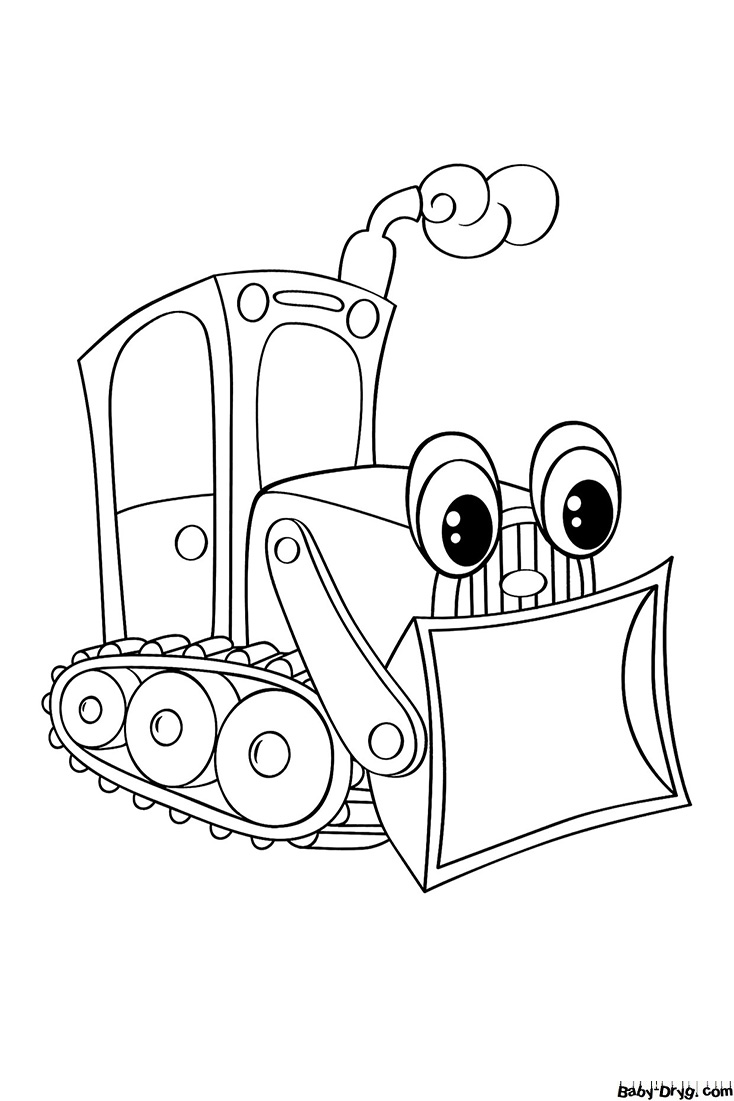 A bulldozer with eyes Coloring Page | Coloring Bulldozer