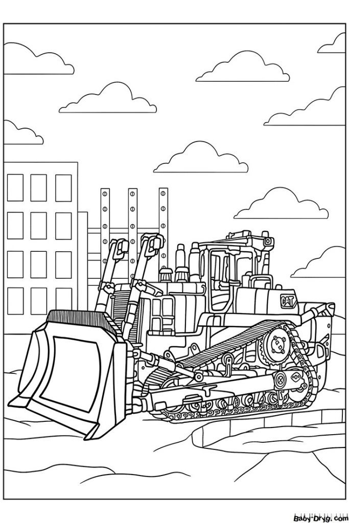 A huge bulldozer Coloring Page | Coloring Bulldozer