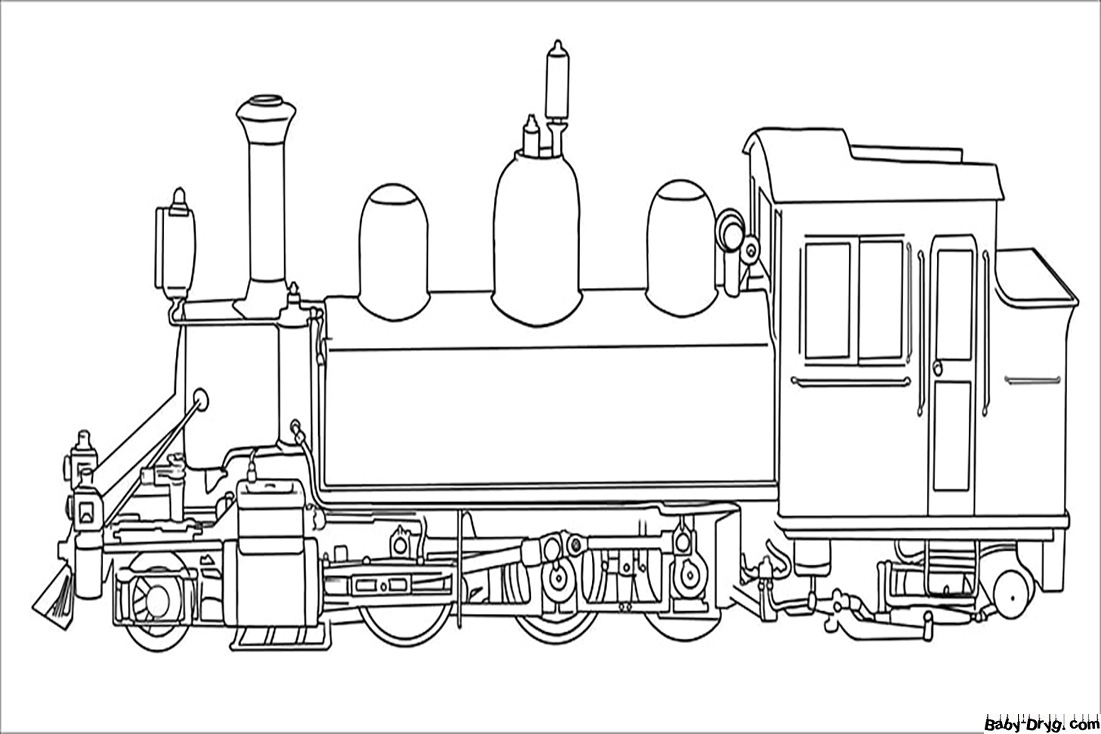 A Simple Locomotive Coloring Page | Coloring Trains / Steam locomotives / Electric trains