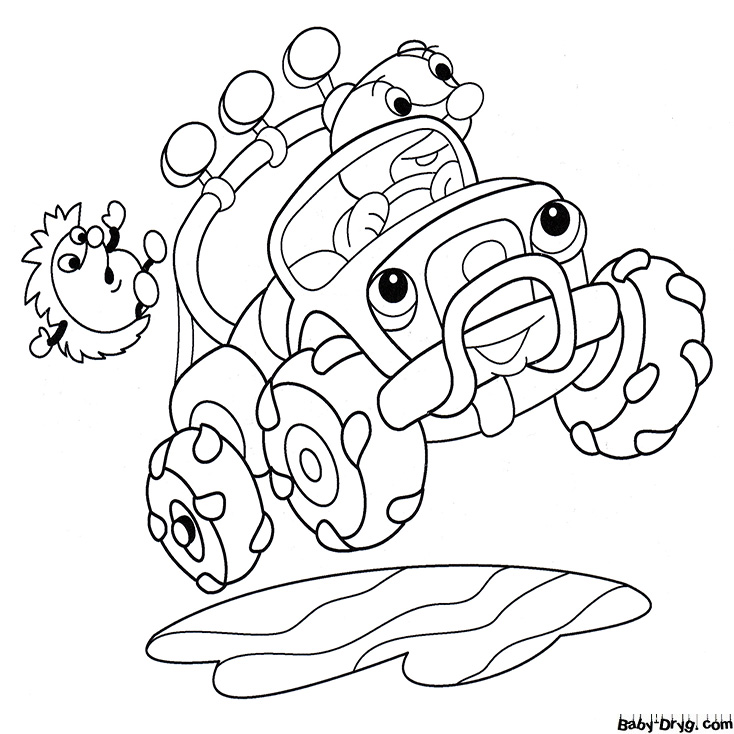 Badger in a jeep Coloring Page | Coloring Jeep
