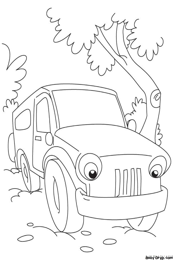 Cartoon Jeep Coloring Page | Coloring Jeep
