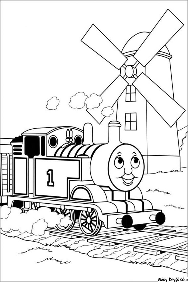 Cartoon Train Coloring Page | Coloring Trains / Steam locomotives / Electric trains