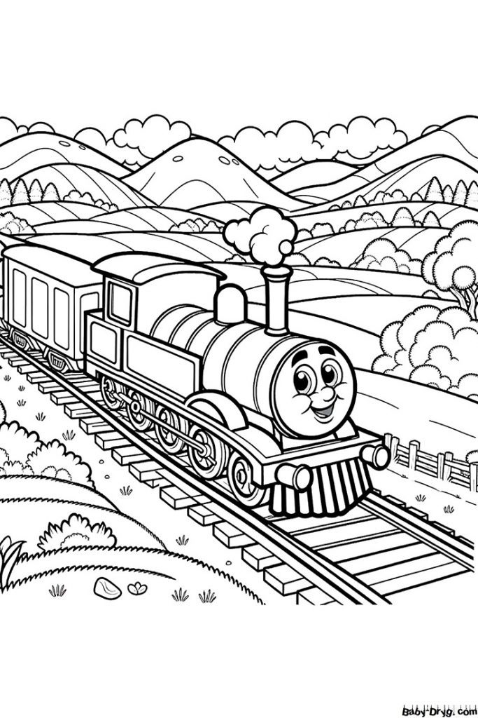 Cute little steam train Coloring Page | Coloring Trains / Steam locomotives / Electric trains