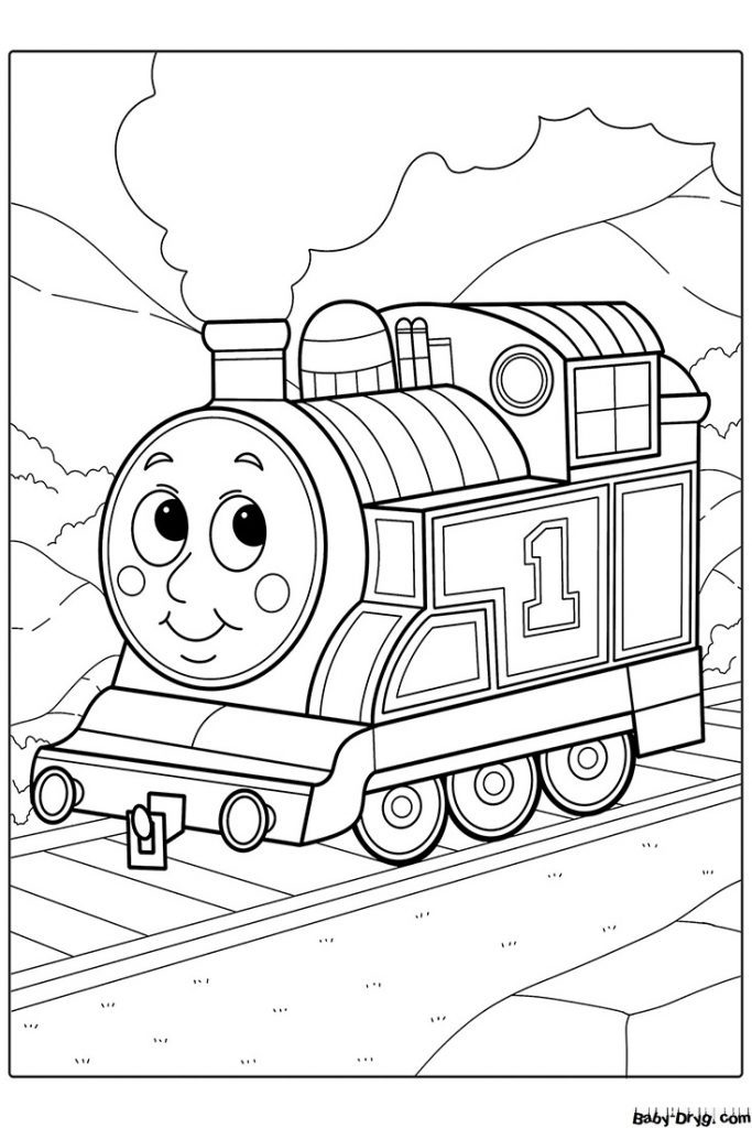 Cute Thomas the Train Coloring Page | Coloring Trains / Steam locomotives / Electric trains
