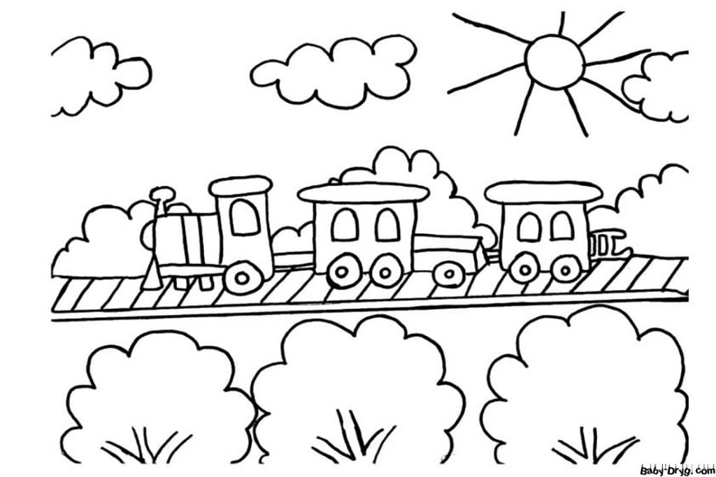 Cute Train Journey Coloring Page | Coloring Trains / Steam locomotives / Electric trains