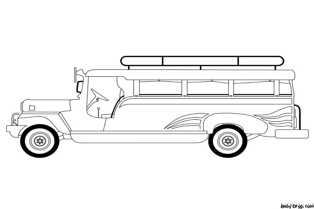 Easy Jeepney Coloring Page | Coloring Jeepney