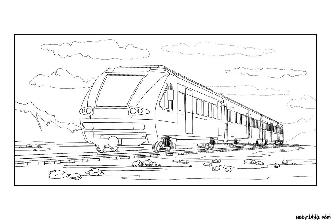 Electric train is on its way Coloring Page | Coloring Trains / Steam locomotives / Electric trains