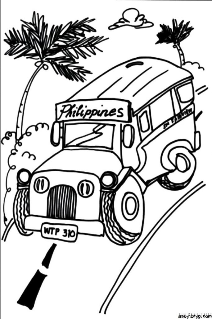 Funny Jeepney Coloring Page | Coloring Jeepney