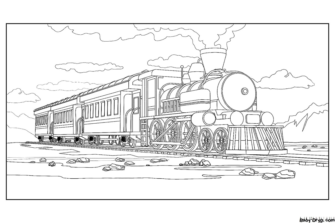 Heavy Steam locomotive Coloring Page | Coloring Trains / Steam locomotives / Electric trains