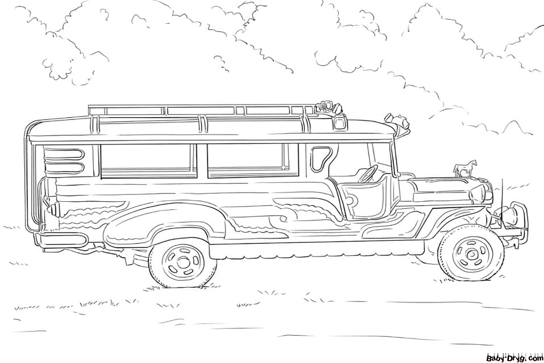 Jeepney Philippine Coloring Page | Coloring Jeepney