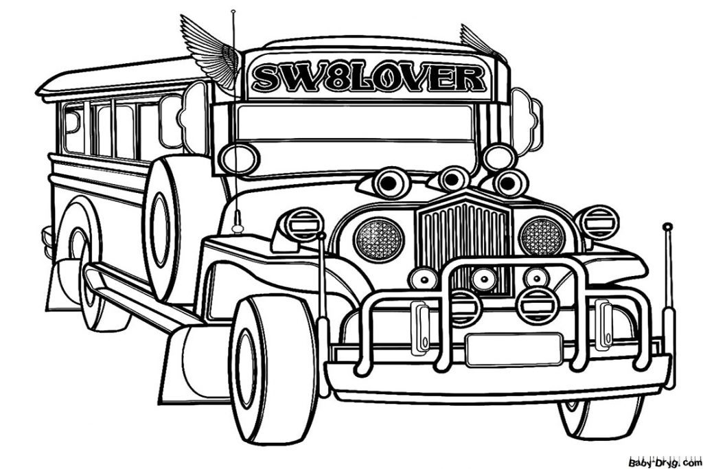 Jeepney Printable Coloring Page | Coloring Jeepney
