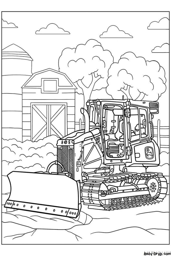John Deere bulldozer Coloring Page | Coloring Bulldozer
