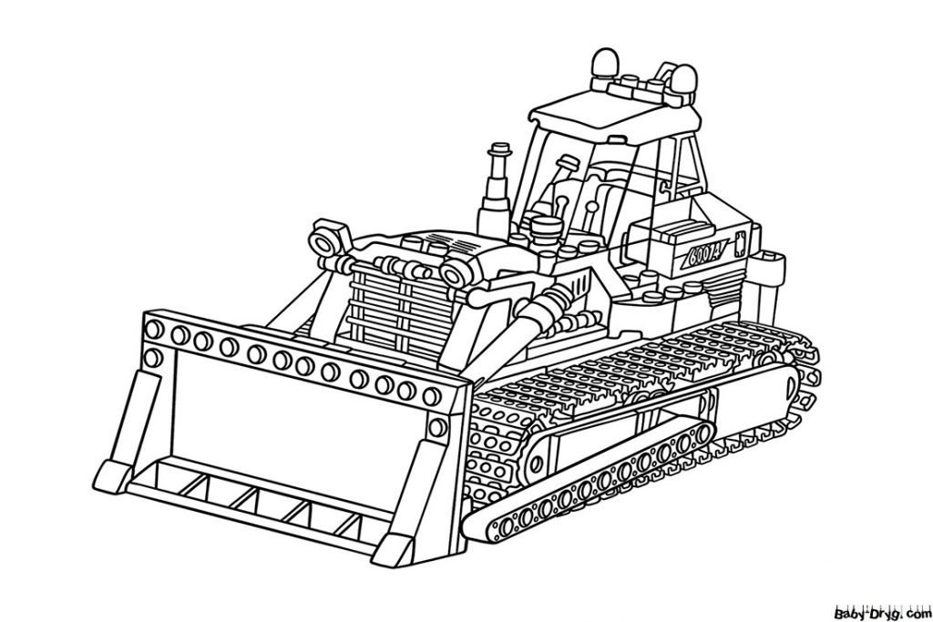 Lego bulldozer Coloring Page | Coloring Bulldozer