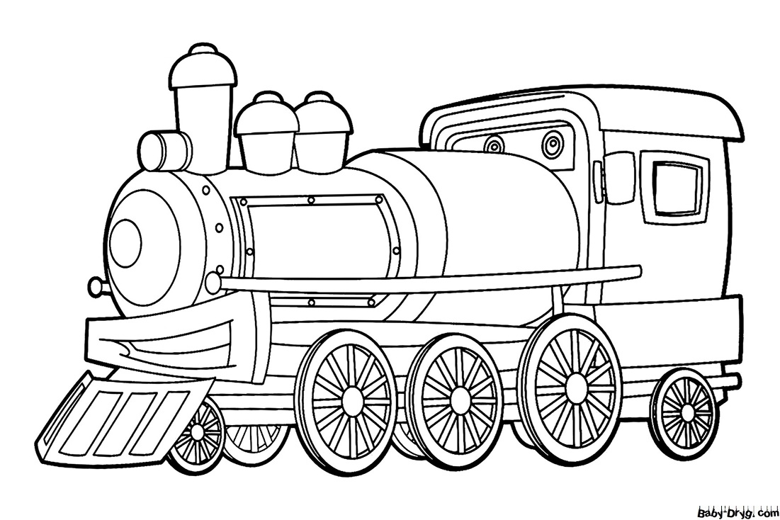 Locomotive with eyes Coloring Page | Coloring Trains / Steam locomotives / Electric trains