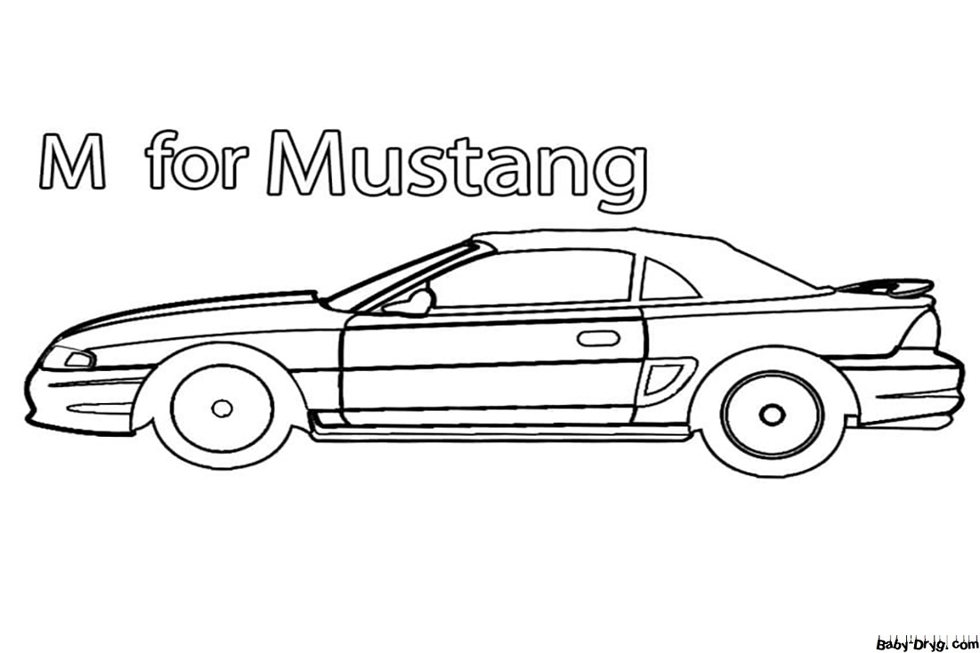 M for Mustang Coloring Page | Coloring Mustang