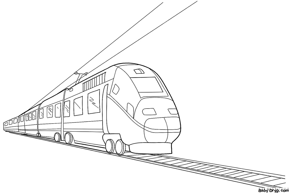 Modern train Coloring Page | Coloring Trains / Steam locomotives / Electric trains