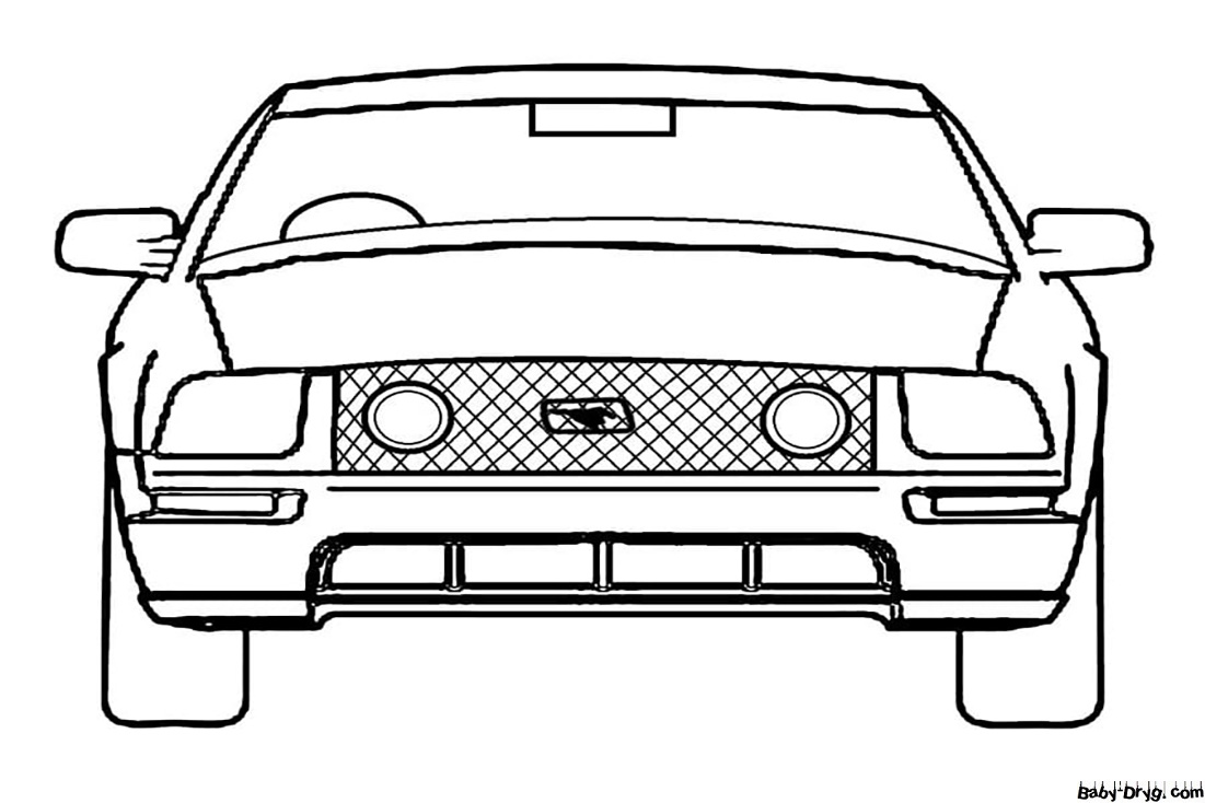 Mustang Front View Coloring Page | Coloring Mustang