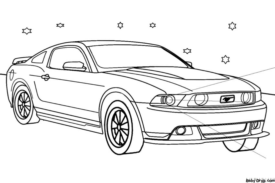 Mustang in Night Coloring Page | Coloring Mustang