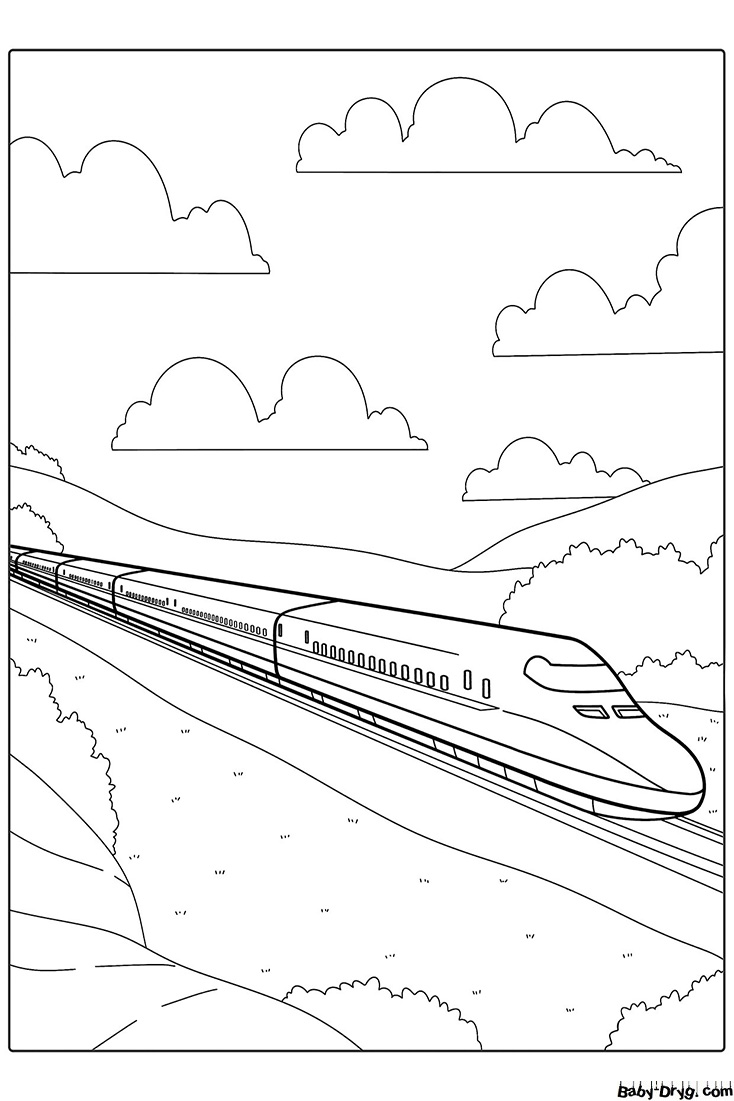 Passenger express train Coloring Page | Coloring Trains / Steam locomotives / Electric trains