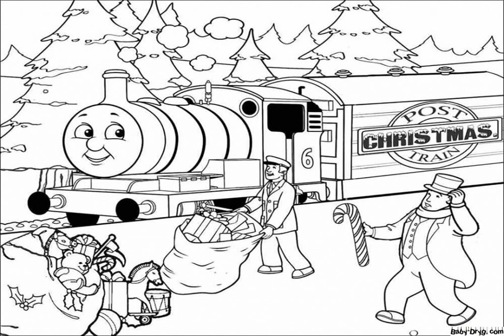 Post Christmas Train Coloring Page | Coloring Trains / Steam locomotives / Electric trains