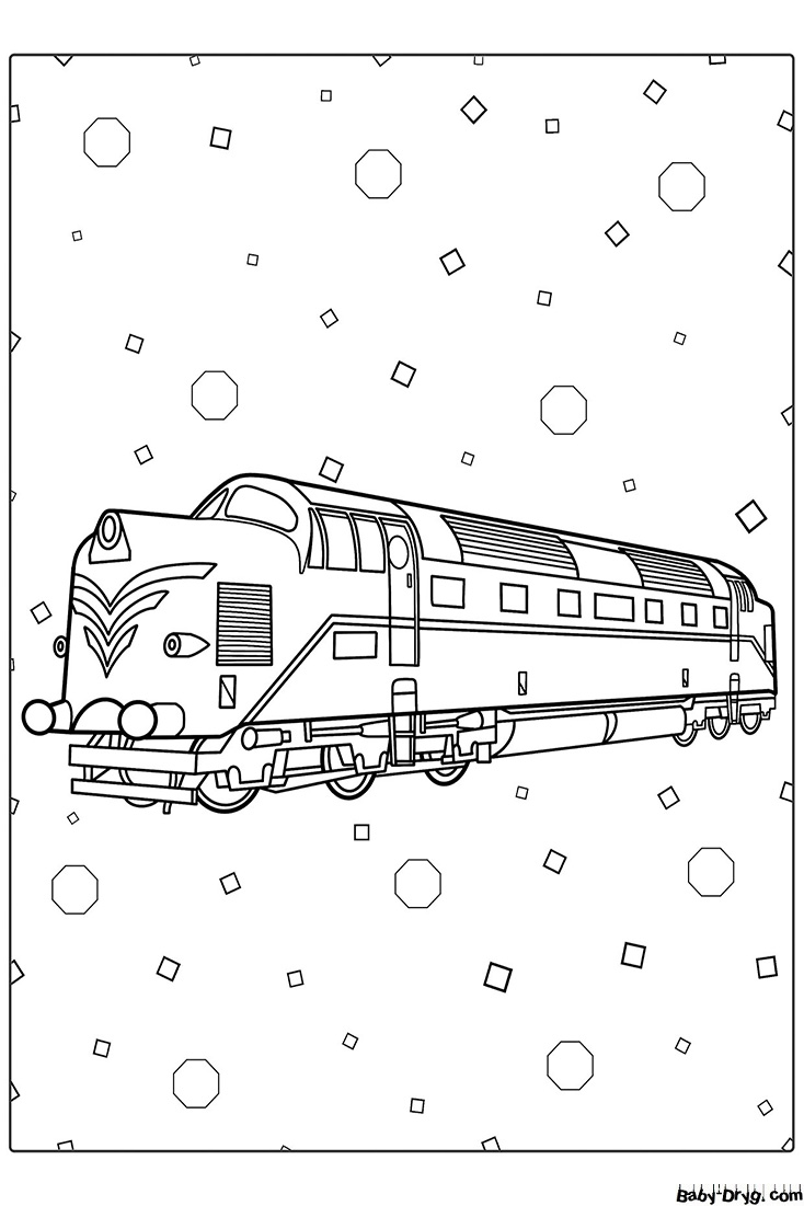 Раскраска Большой дизельный поезд | Раскраски Поезда / Паровозы / Электрички
