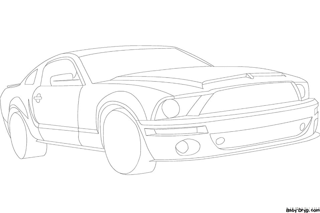 Раскраска Форд Мустанг простая | Раскраски Мустанг / Mustang