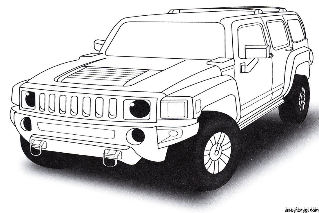 Раскраска Хаммер H3 (Hummer H3) | Раскраски Джипы / Jeep