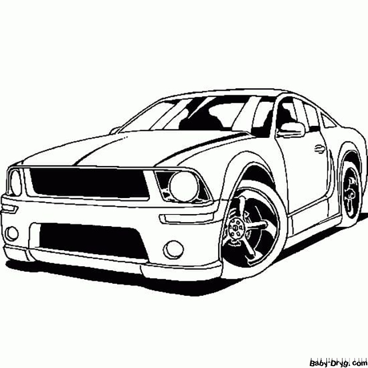 Раскраска Крутой автомобиль Мустанг | Раскраски Мустанг / Mustang