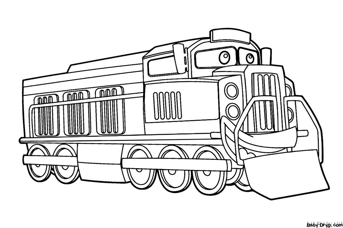 Раскраска Мультяшный локомотив | Раскраски Поезда / Паровозы / Электрички