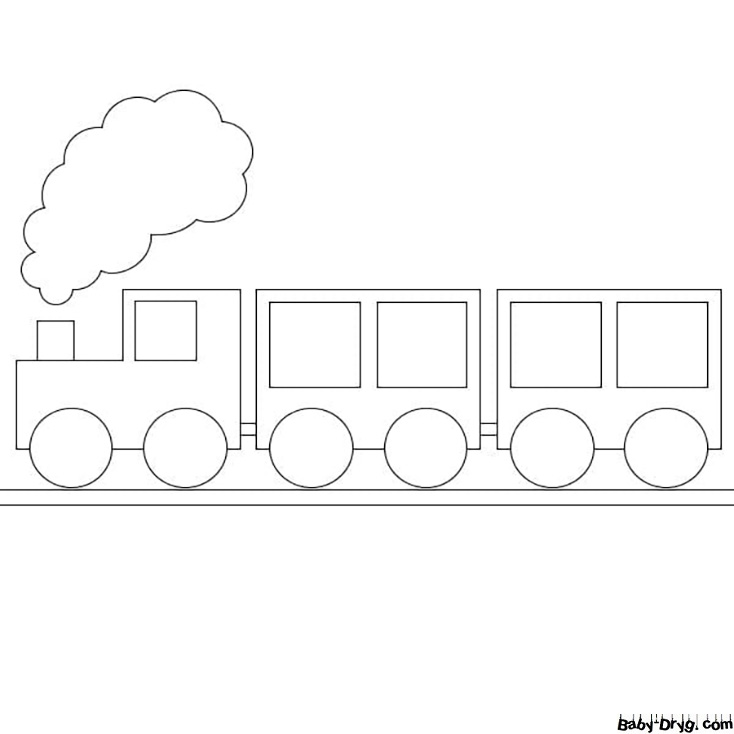 Раскраска очень простой поезд | Раскраски Поезда / Паровозы / Электрички