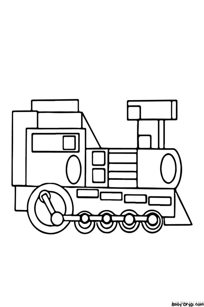 Раскраска Простой локомотив | Раскраски Поезда / Паровозы / Электрички