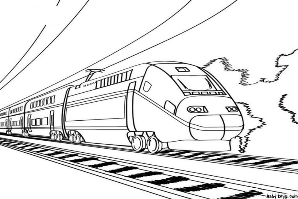 Раскраска Скоростной поезд | Раскраски Поезда / Паровозы / Электрички