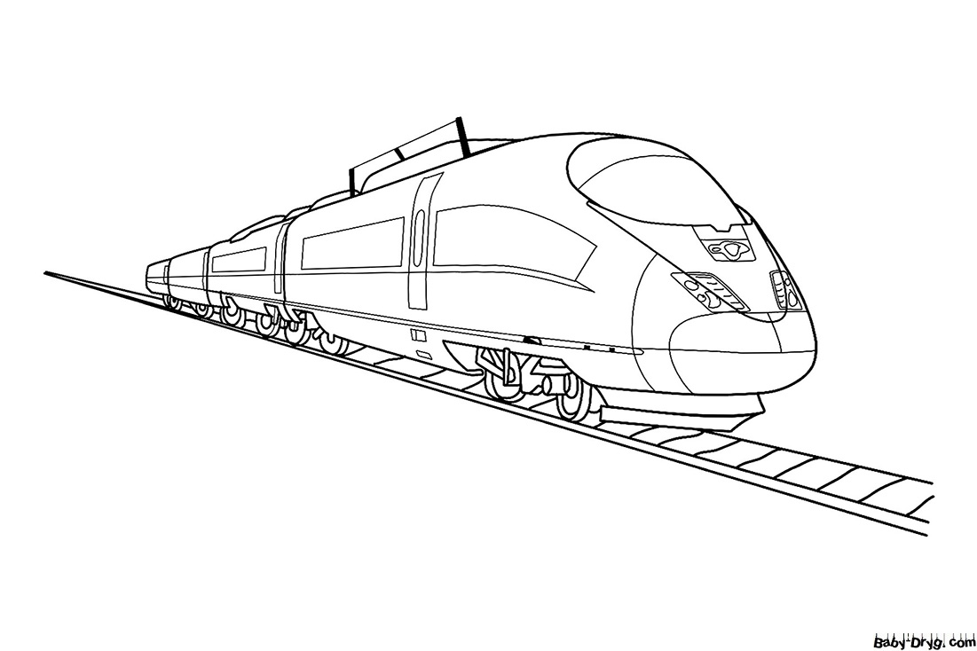 Раскраска Современный скоростной поезд | Раскраски Поезда / Паровозы / Электрички