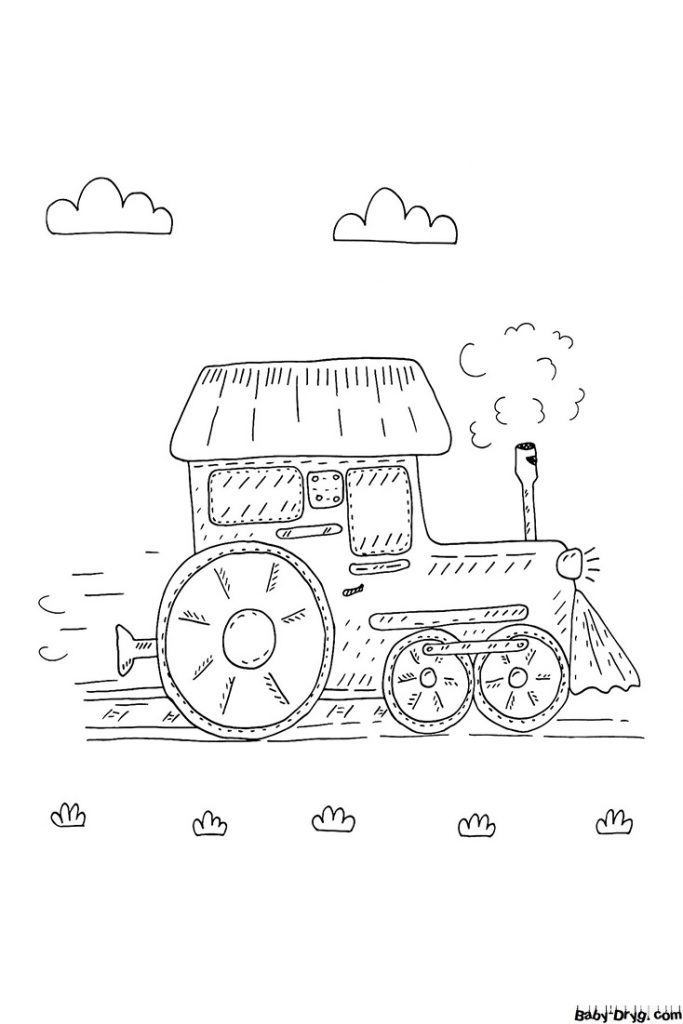 Раскраска Старенький паровозик | Раскраски Поезда / Паровозы / Электрички
