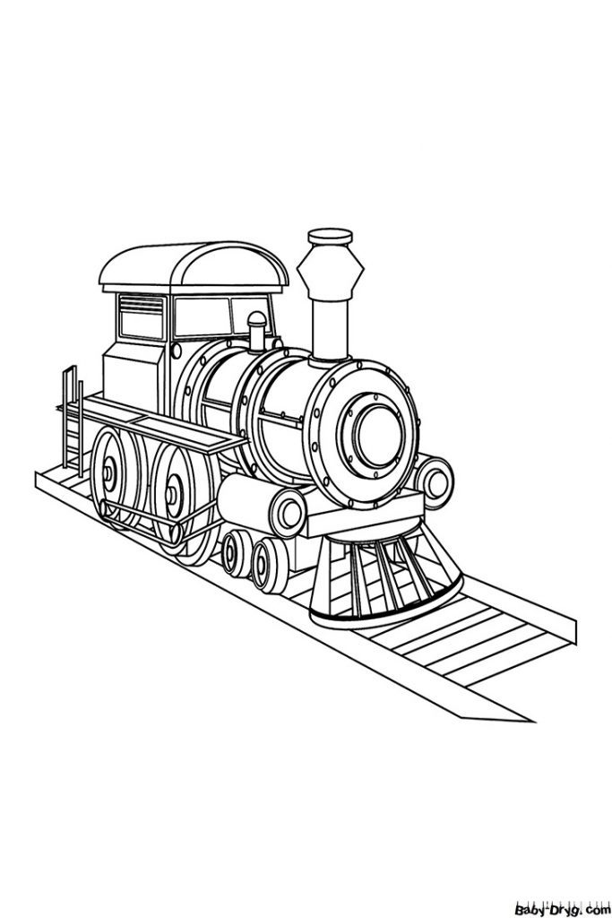 Раскраска Старинный паровозик для детей | Раскраски Поезда / Паровозы / Электрички