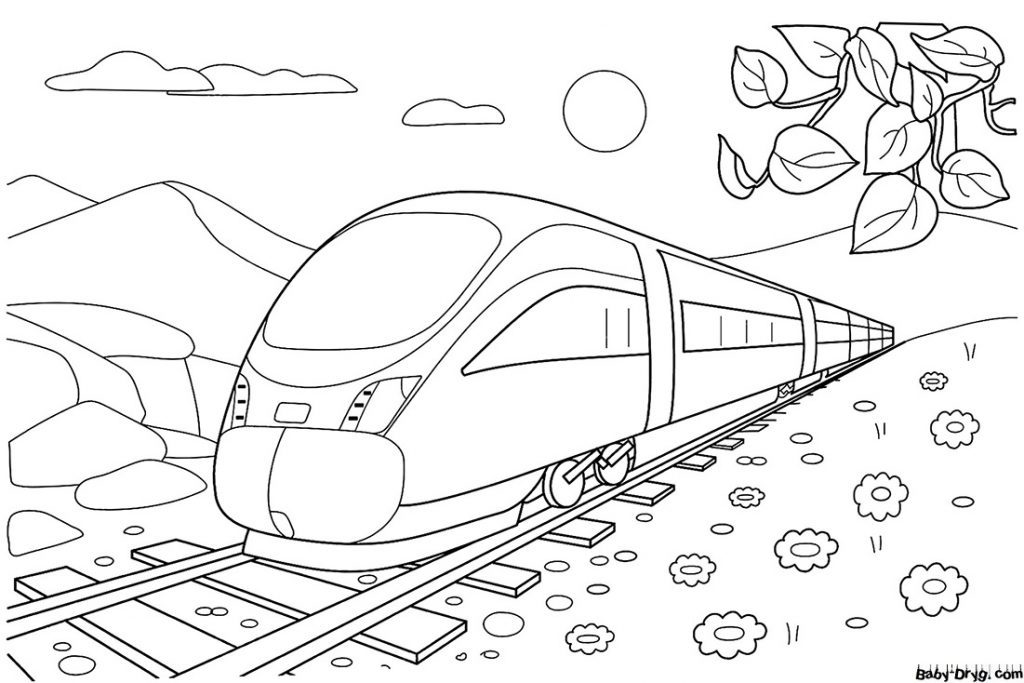 Раскраска Высокоскоростной поезд | Раскраски Поезда / Паровозы / Электрички