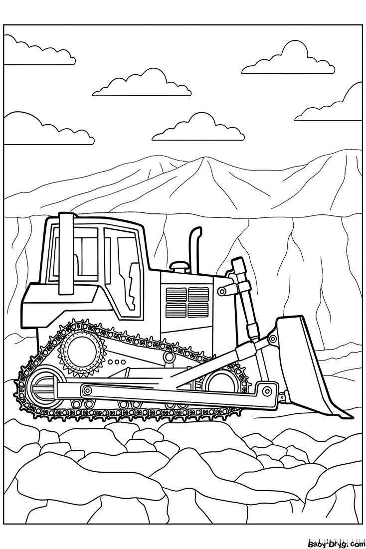 Realistic bulldozer Coloring Page | Coloring Bulldozer