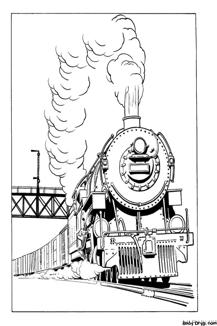 Рисунок Поезда с вагонами | Раскраски Поезда / Паровозы / Электрички
