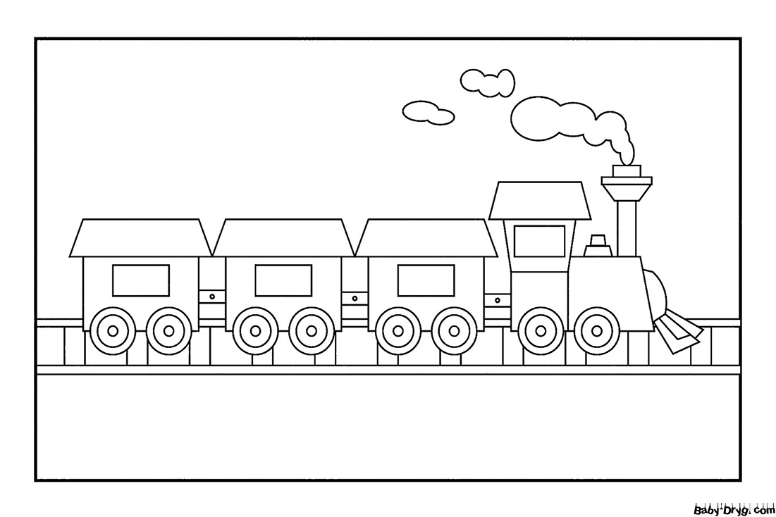 Simple Steam locomotive Coloring Page | Coloring Trains / Steam locomotives / Electric trains