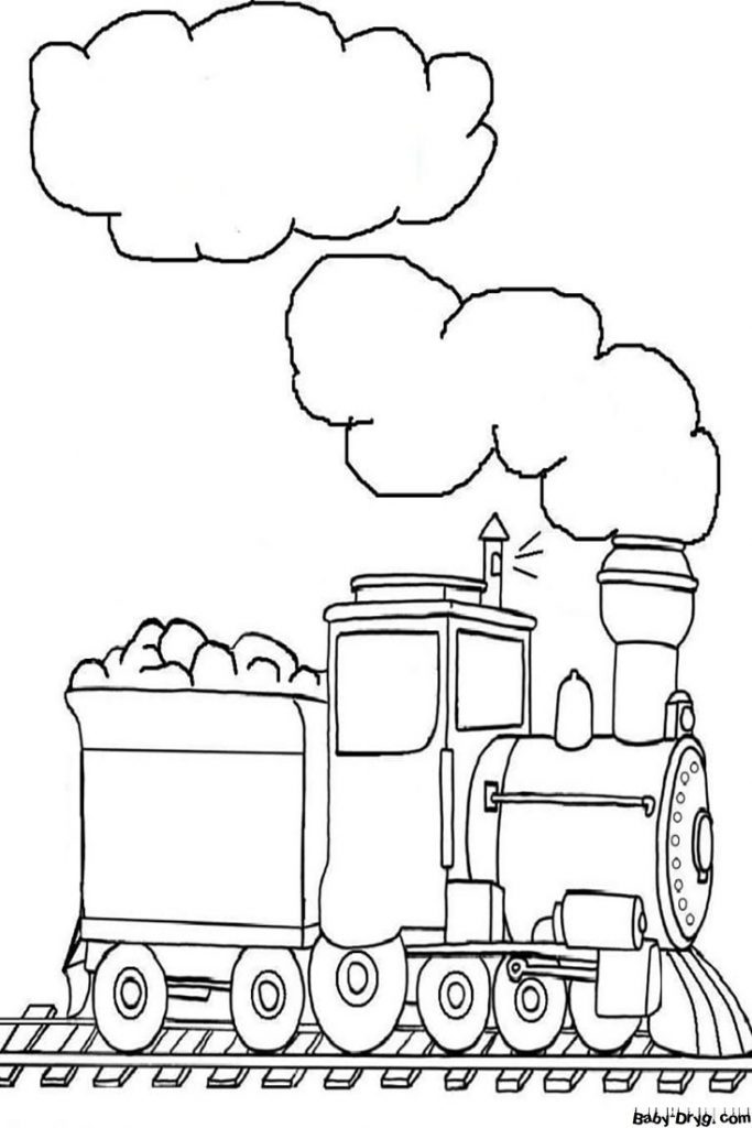 Small Cute Train Coloring Page | Coloring Trains / Steam locomotives / Electric trains