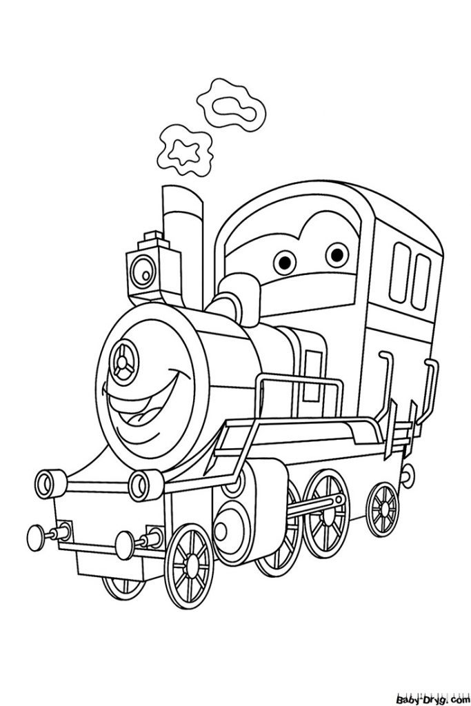Smiling locomotive Coloring Page | Coloring Trains / Steam locomotives / Electric trains