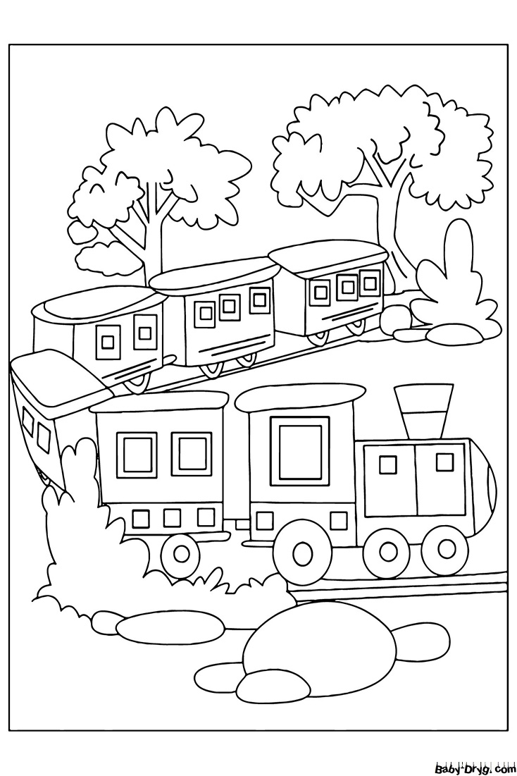 Steam train with wagons Coloring Page | Coloring Trains / Steam locomotives / Electric trains